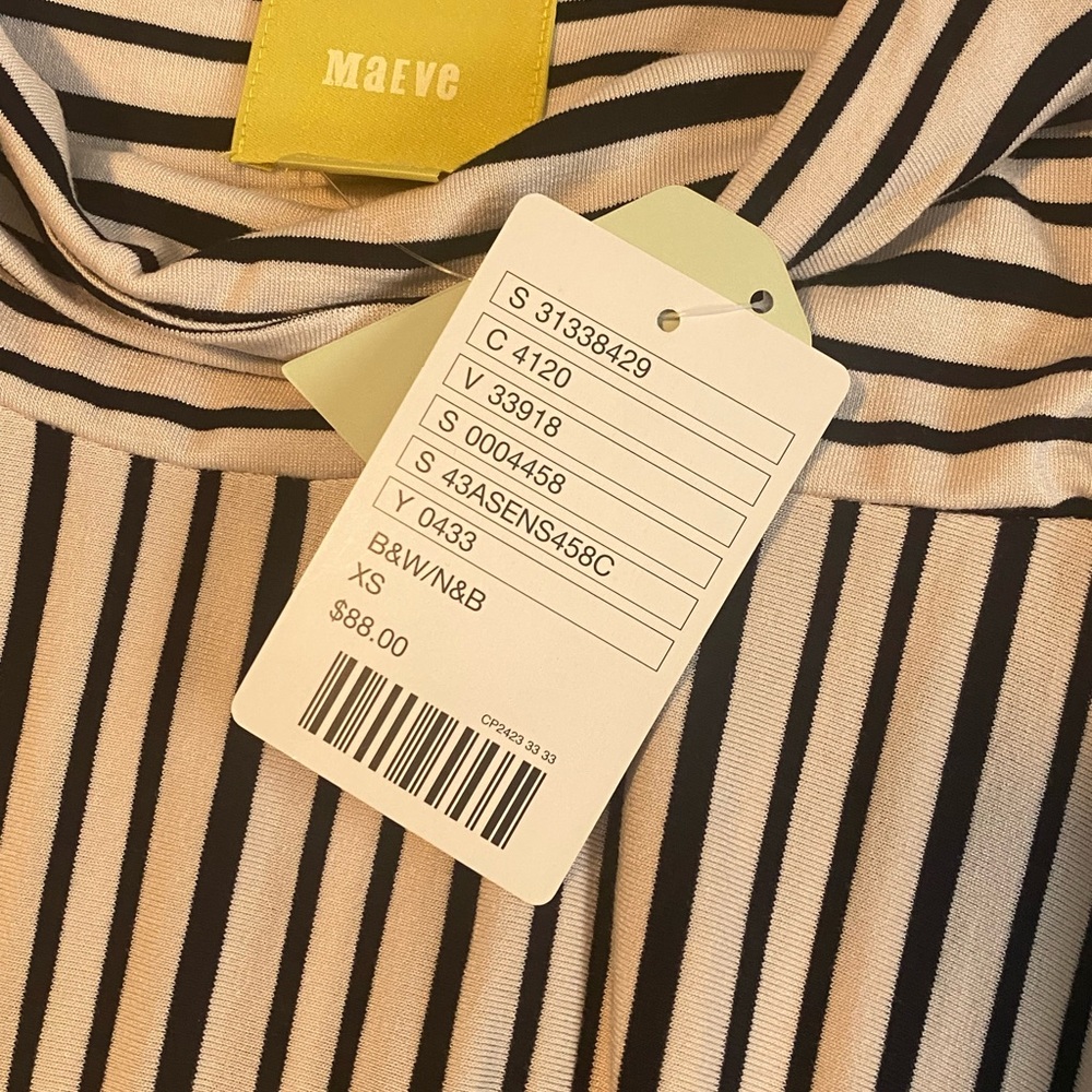 NWT Anthropologie Maeve Black and White Striped Maxi Skirt, XS - Picture 2 of 6